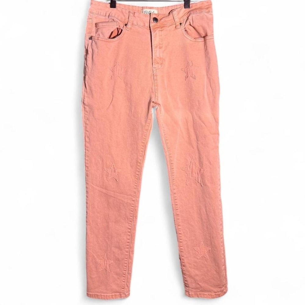 Listicle size Large pink high-waisted jeans with star embroidery